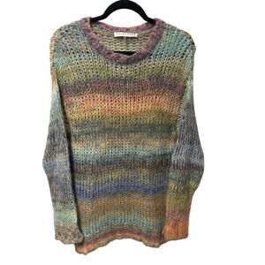 Trina Turk Open Crochet Knit Mohair Blend Multicolor Sinclair Sweater Small